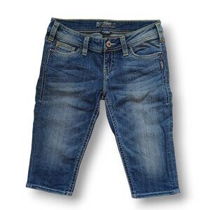 Silver Jeans November Capri Shorts Bermuda Lowrise Medium Wash Juniors Size 27